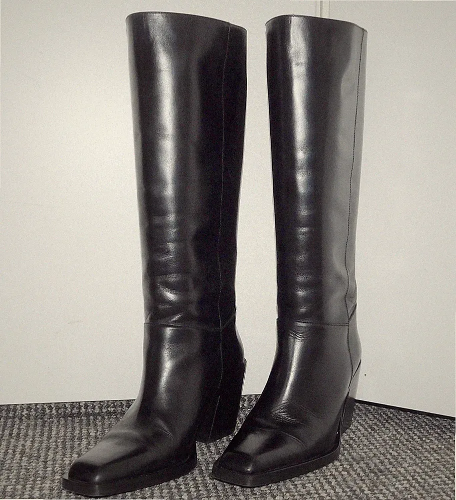 Massimo Dutti - Stiefel Boots Cowboy 39 schwarz Leder 1a Zustand Schlupfstiefel