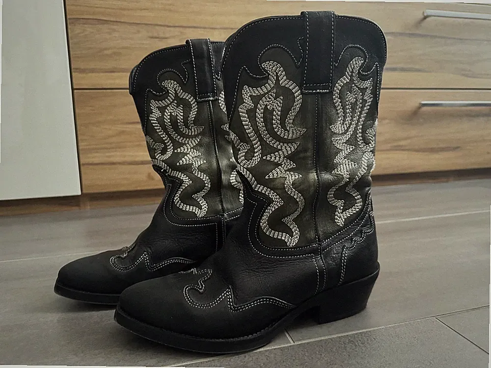 Matisse Stiefeletten Cowboy Western Damen, Gr. 37 Leder schwarz guter Zustand