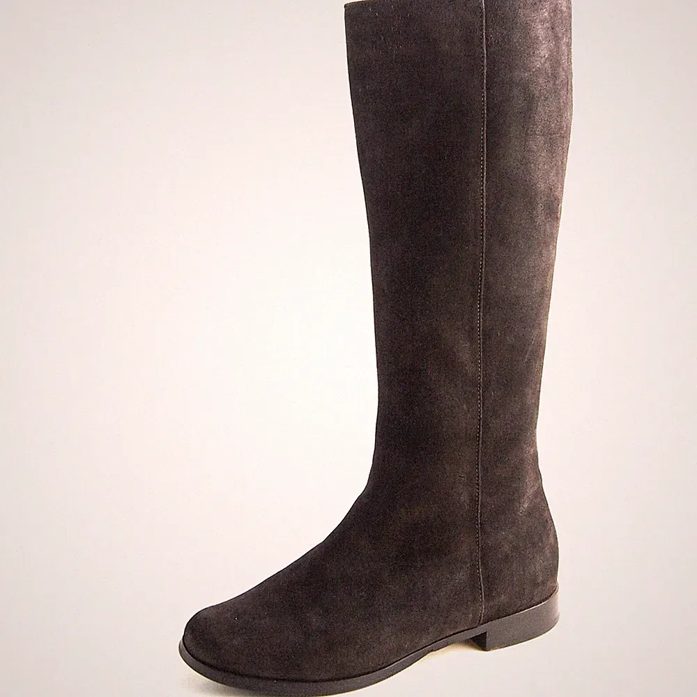Max Mara Kniehohe Reitstiefel Schwarz Braunes Wildleder Damen Größe US 7 Eu 37