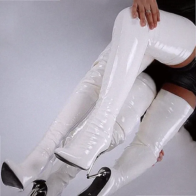 MEGA-LACK-HIGH-HEEL-OVERKNEE-STIEFEL Weiss 47 -NEU- SOFORT LIEFERBAR!!!