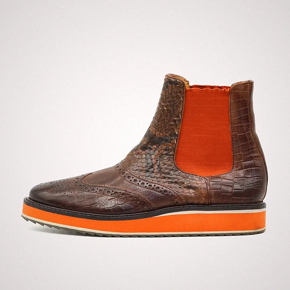 Melvin & Hamilton Damen Molly Stiefeletten Braun Orange Chelsea Boots EU 40
