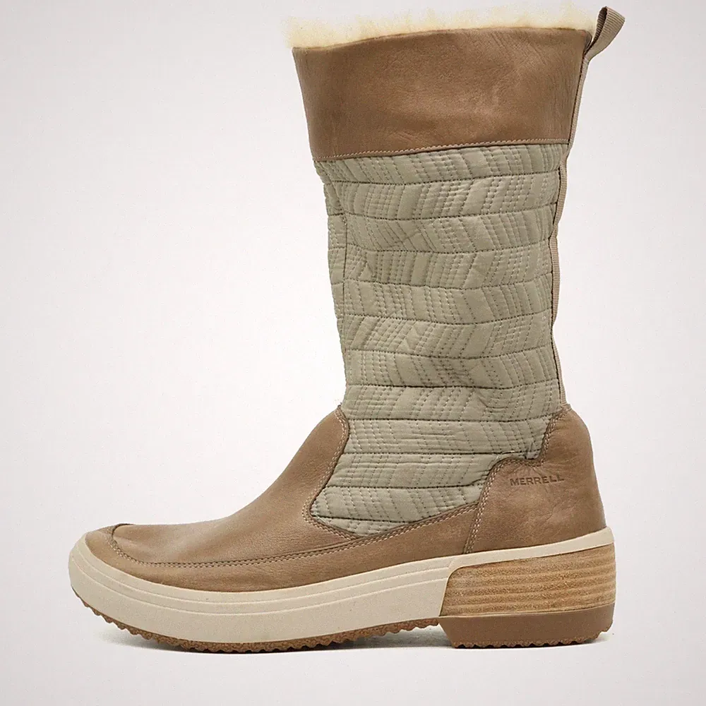 Merrell Damen J000076 Stiefel Beige/Oliv Leder/Textil Winter Winterstiefel EU 41
