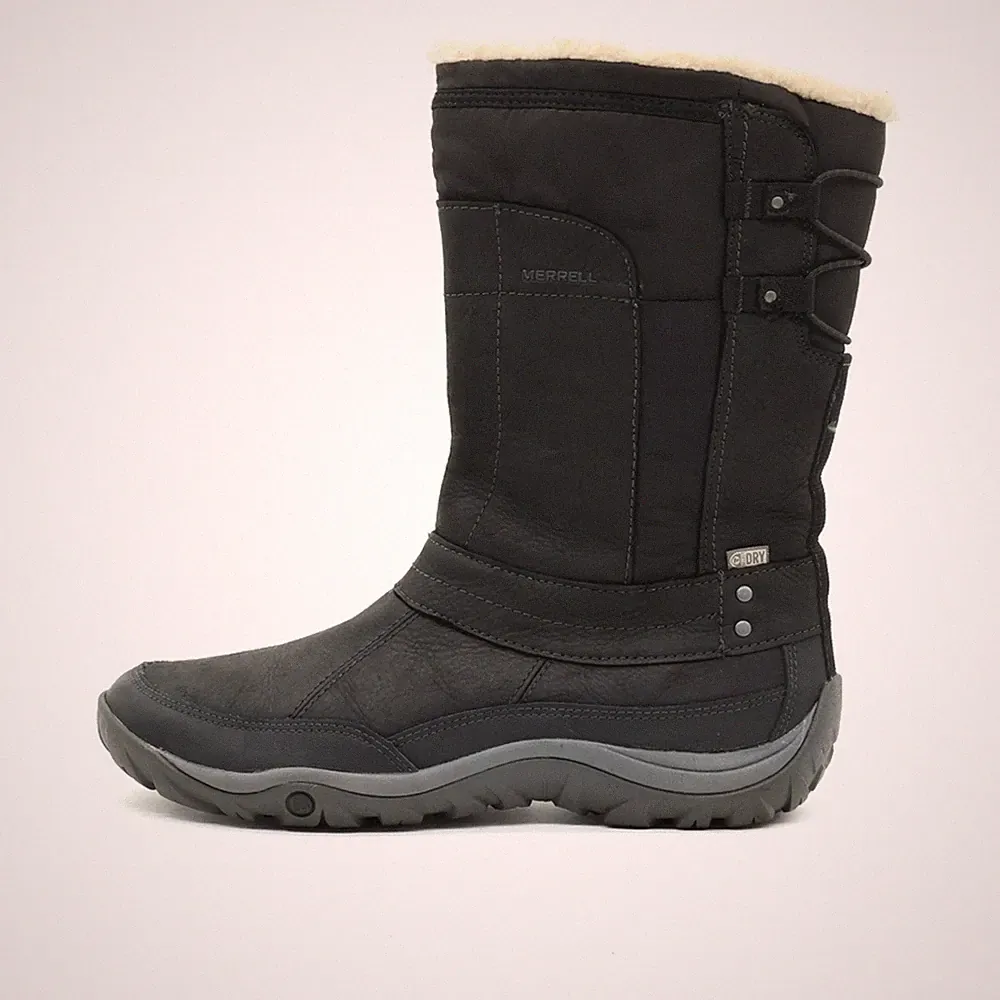 Merrell Damen J02164 Stiefel Schwarz Leder Halbhoch Dry Schneestiefel EU 40.5