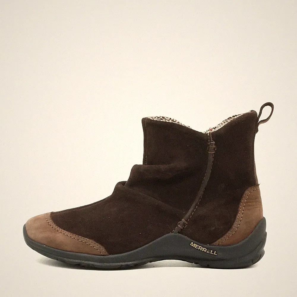 Merrell Damen Stiefel Braun Wildleder Kurzschaft Komfort Stiefeletten EU 37