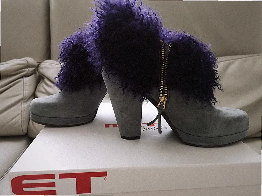 MET echt Leder Booties Stiefeletten grau grün velours wildleder 37 spitz