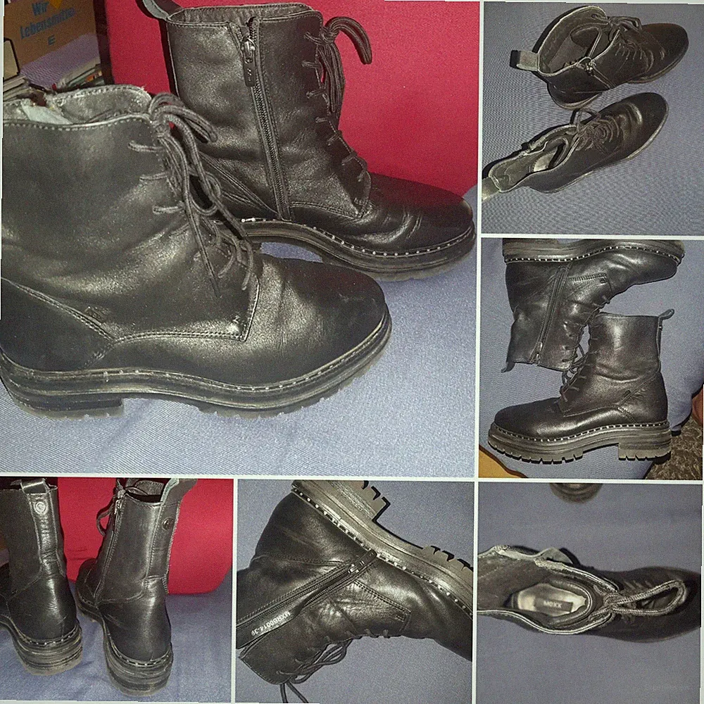 Mexx Damen Schnürboots Leder Schwarz Gr. 39 Boots Stiefeletten MXBS0014, 13-Loch