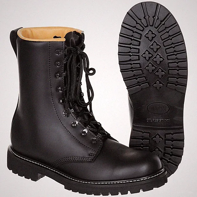 MFH Kampfstiefel Vollleder schwarz Stiefel Springerstiefel Armee BW 9 Loch Leder