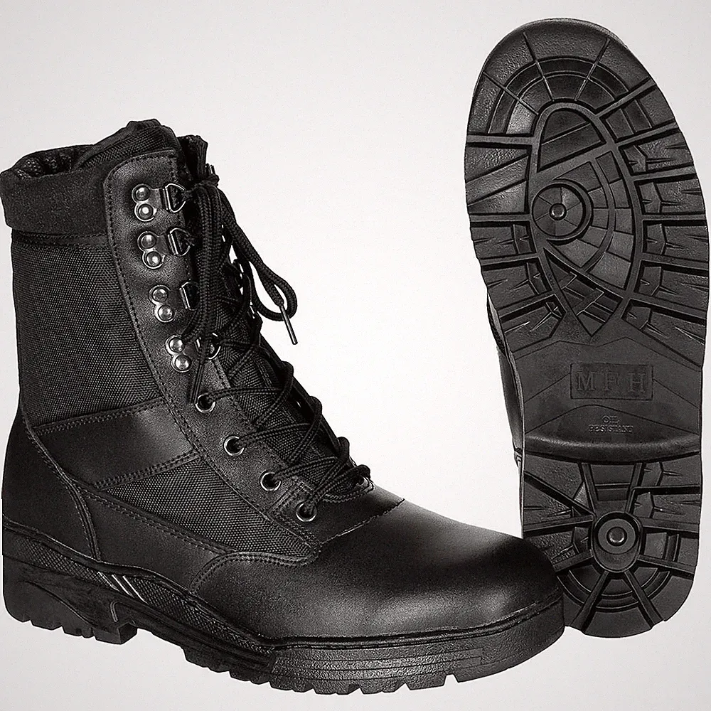 MFH Stiefel Security schwarz 8-Loch Gummisohle Outdoor Action Einsatzstiefel
