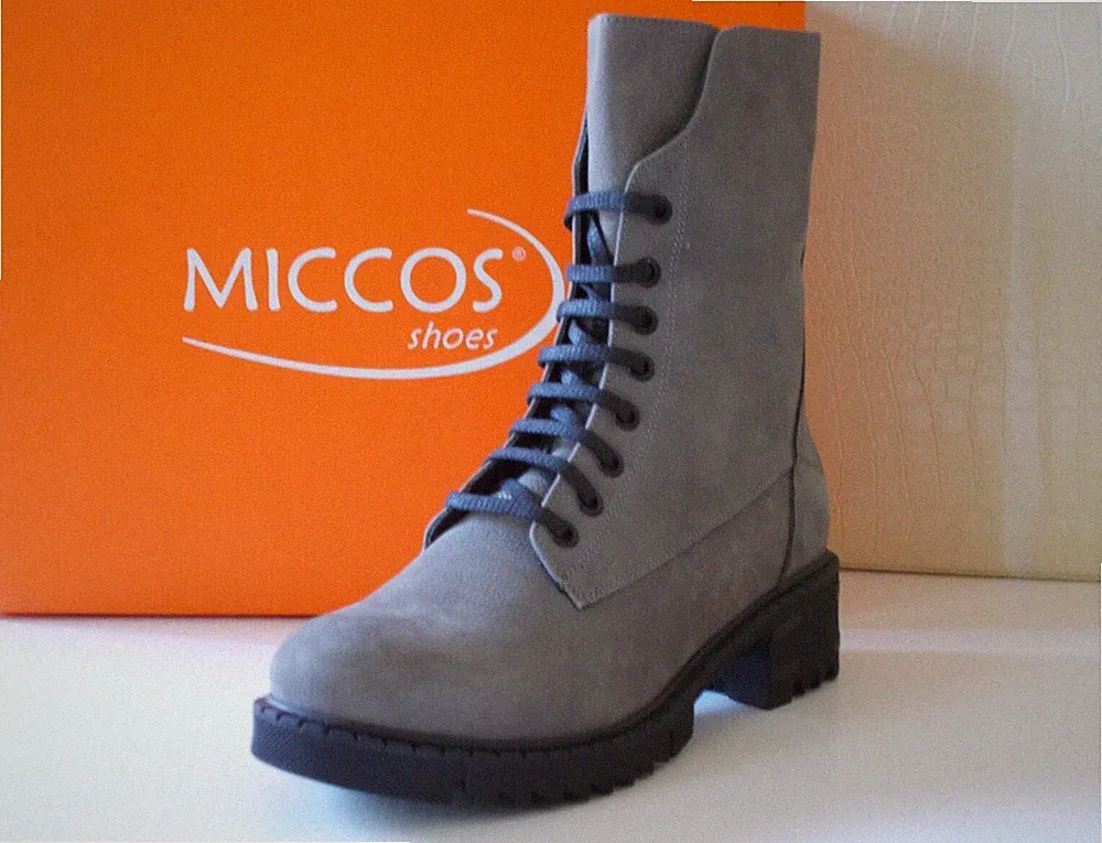 Miccos Shoes 036.12312 Damen Schnürstiefeletten Nubukleder Grau EU-39125€