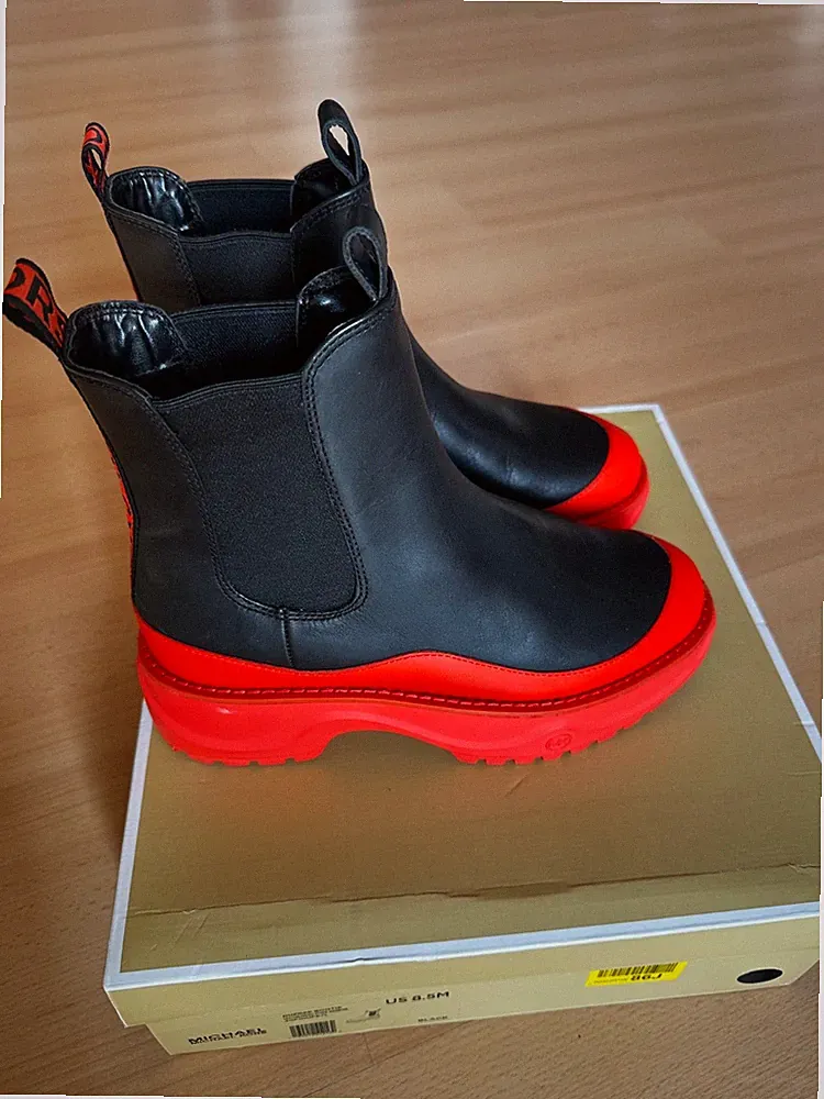Michael Kors Chelsea Bootie , US 8,5 , Black/ Orange , Dupree Bootie