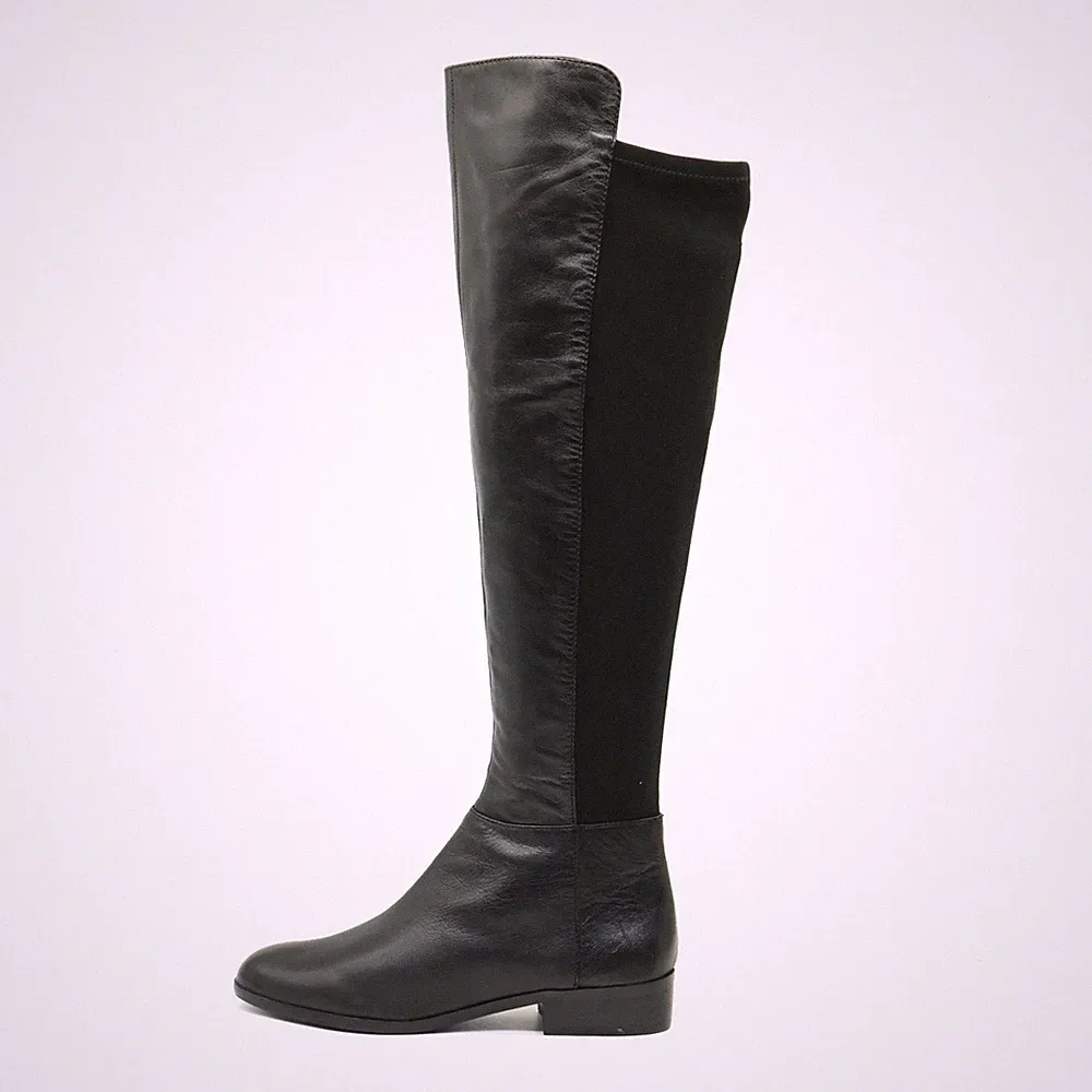 Michael Kors Damen Overknee Schwarz Leder Stiefel Boots Overknee-Stiefel EU 37