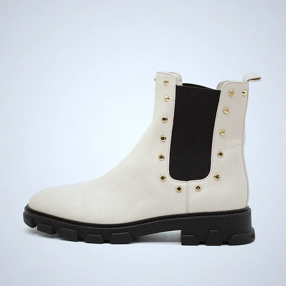 Michael Kors Damen PW22E Stiefel Creme Leder Knöchelhoch Chelsea Boots EU 41