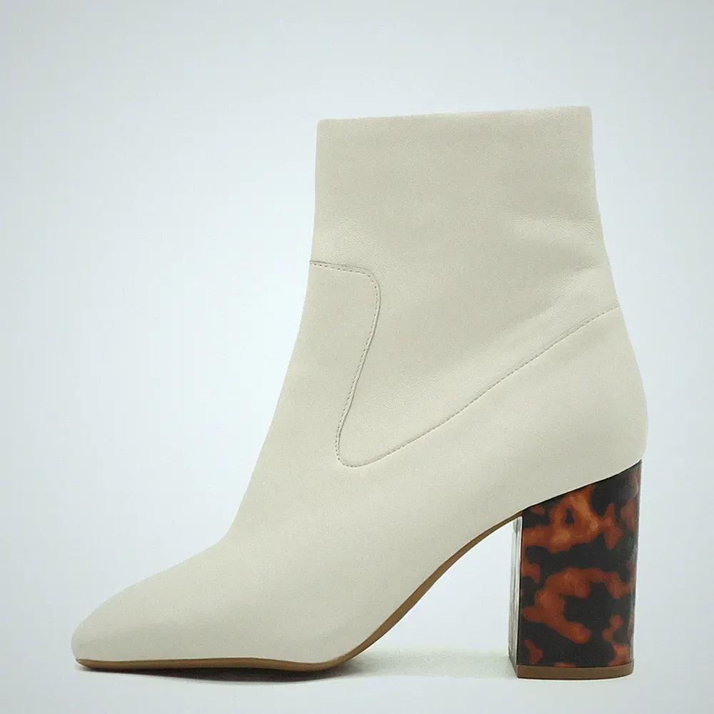 Michael Kors Damen SG21D Stiefel Elfenbein Leder Animalprint Stiefelette EU 38,5