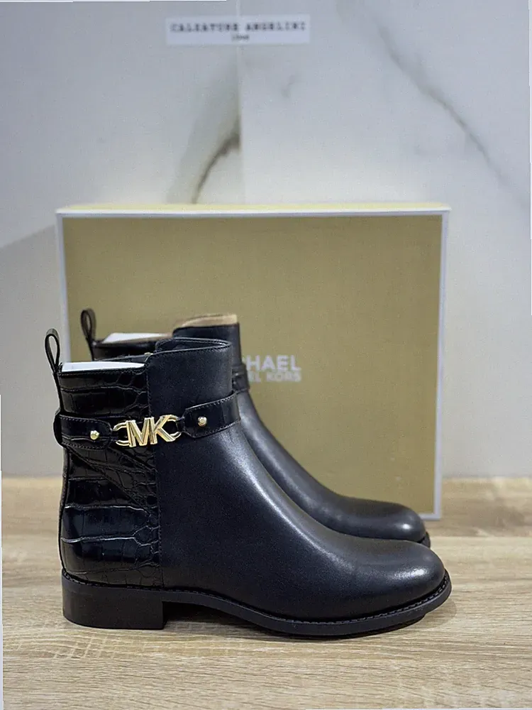Michael Kors Farrah Wohnung Bootie Schwarz Chelsea Stiefel Extra Leicht Leder 36