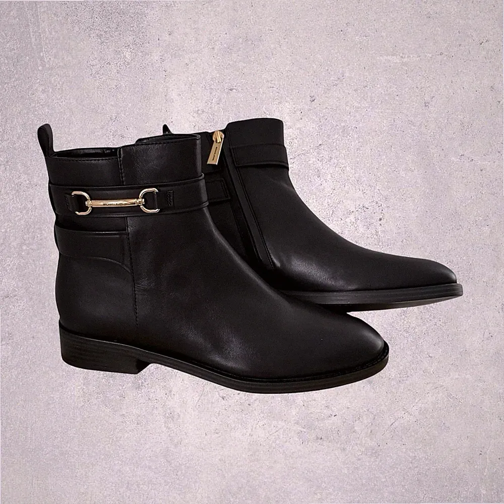 Michael Kors MK Schuhe Stiefeletten Carso Flat Bootie Schwarz Leder 38 39 40 NEU