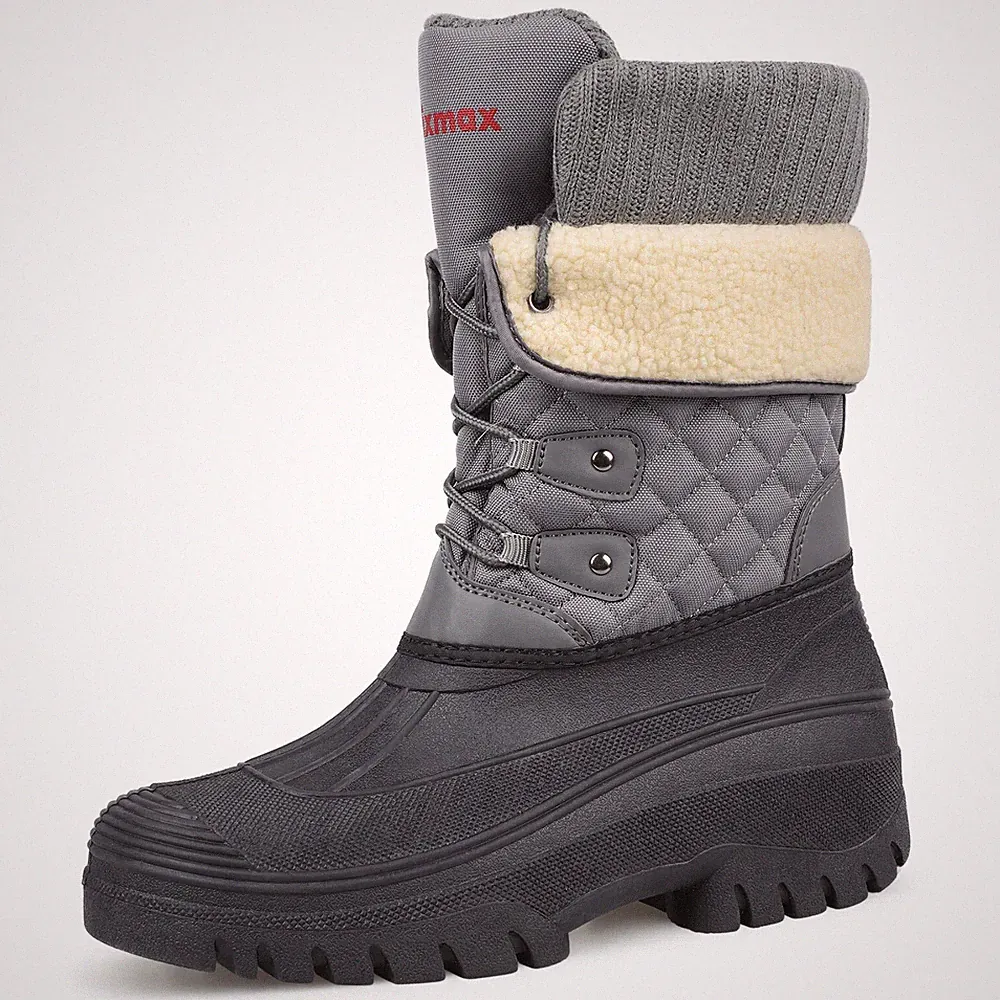 Mid Calf Winterstiefel Damen Warm Gefütterte Schneestiefel Winterschuhe Freizeit