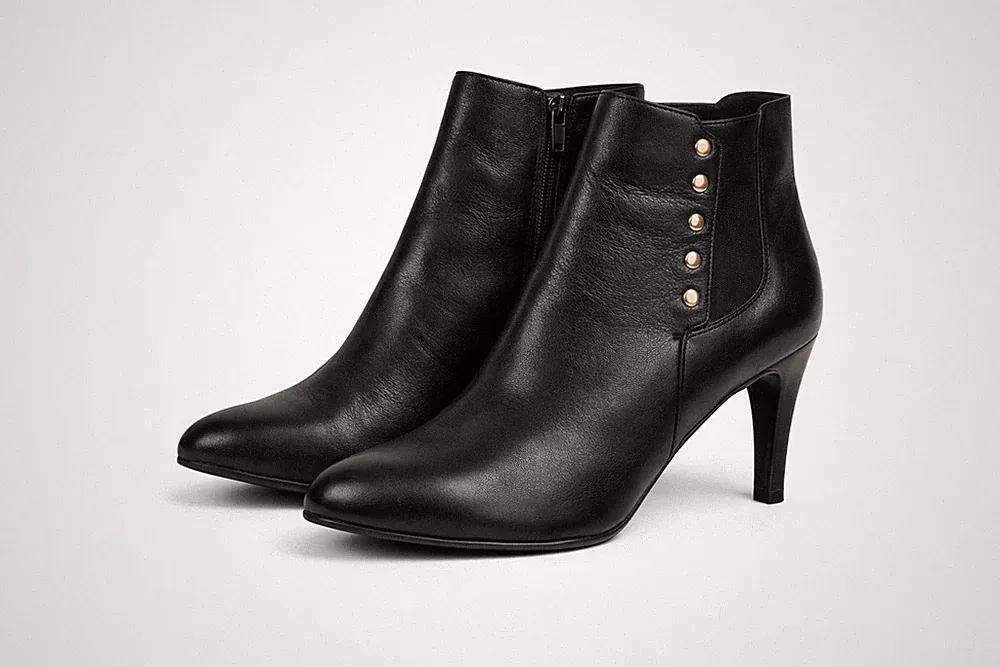 Minelli Leder Ankle Boots Schwarz 37 Vintage Italien 9,5 cm Heel Rare