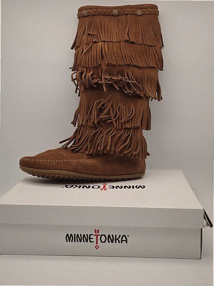 Minnetonka Mokassins Indianer Stiefel Festes Fussbett