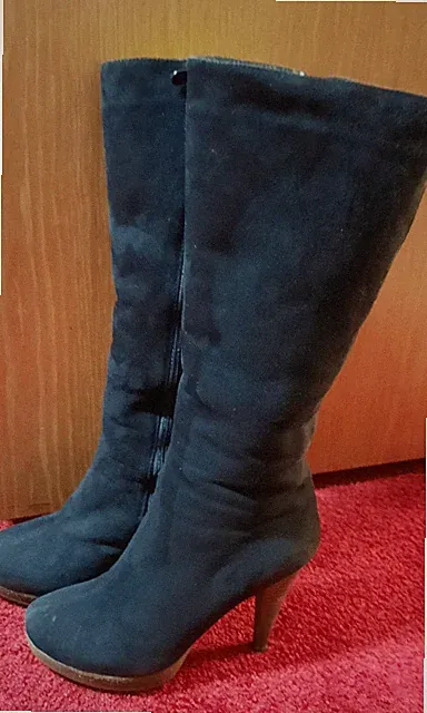 MIRANDO.Echt Nubuk Leder. Plateau Stiefel.Schwarz.Gr.38.Echt Lammfell gefüttert