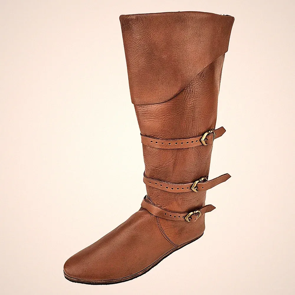 Mittelalter Stiefel bzw. Stulpenstiefel Braun mit Gummisohle Rollenspiel Kostüm
