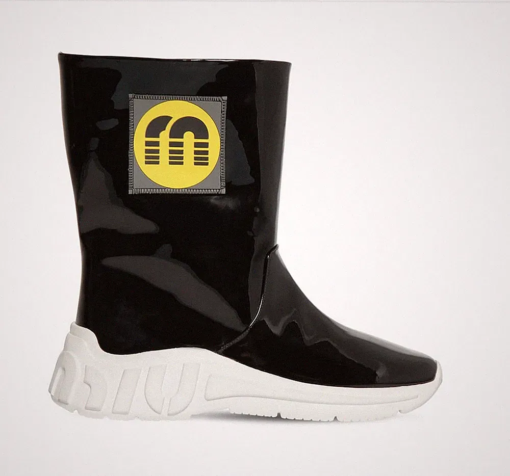 MIU MIU FAUX PATENT LEATHER BOOTS RAINBOOTS REGEN STIEFEL SHOES SCHUHE SALE 37.5
