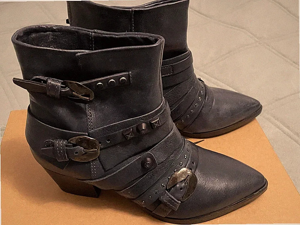 Mjus Damen Kurzschaft Halbschaft Stiefel Stiefelette Blau Gr.36 NEU