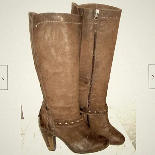 Mjus Damen Stiefel Langschaft Gummieinsatz Echtleder braun Gr. 39
