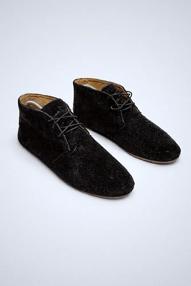 MM6 Maison Margiela Black Pony Hair Desert Chukka Boots Leather Shoes EU 38