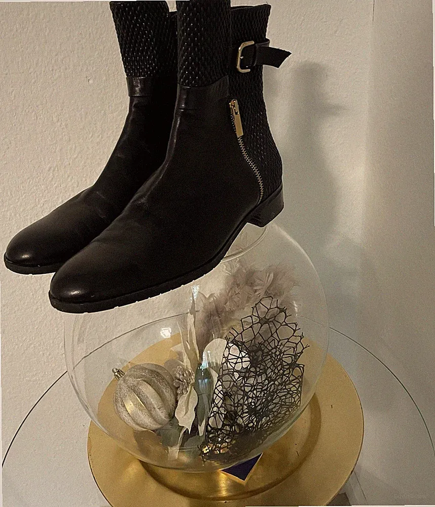 Moda die Fausto Stiefeletten – Schwarz Leder – Gr. 41 – Struktur – Reißverschlu...