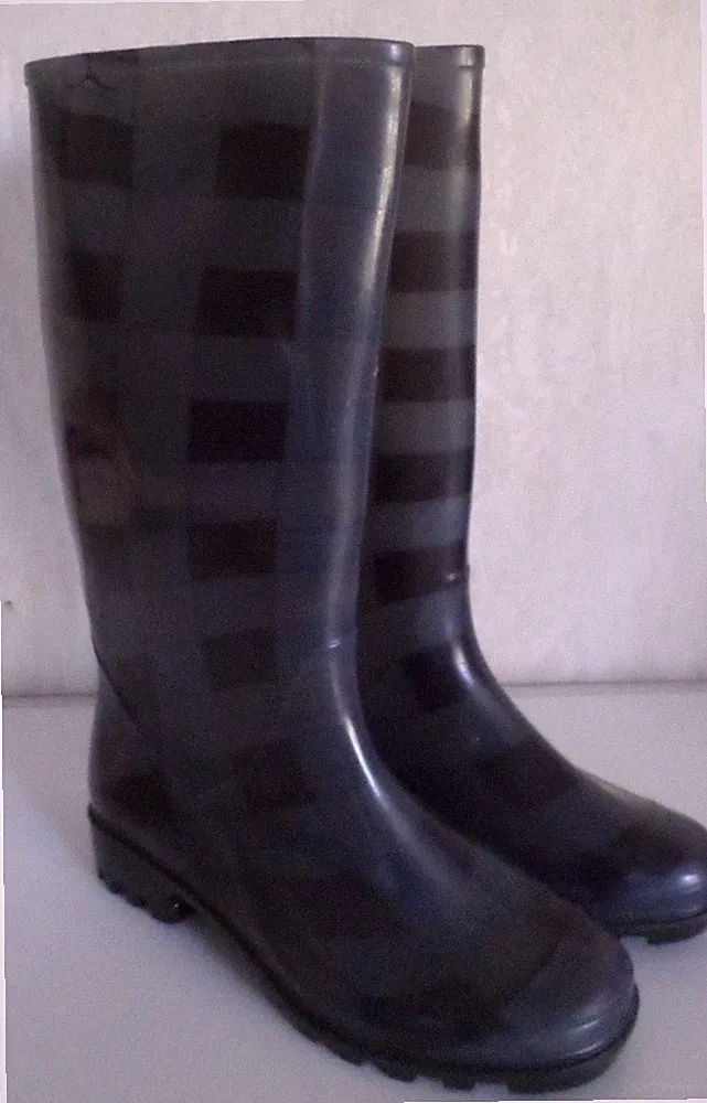 Modische Damen Wetterstiefel Gummistiefel Regenstiefel Kariert Blau Gr.41 NEU