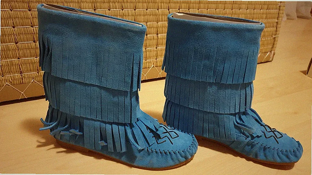 Mokassin Stiefelette mit Fransen Gr. 36