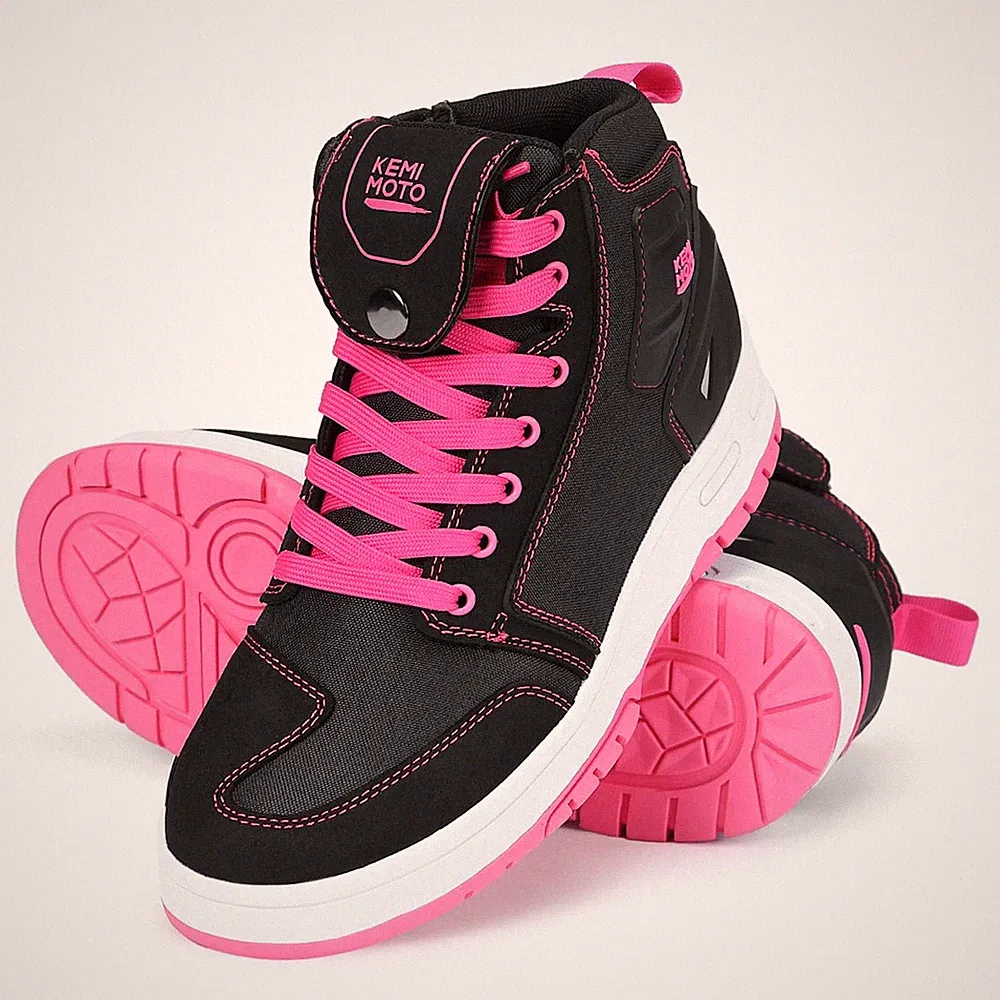 Rosa Motorradstiefel