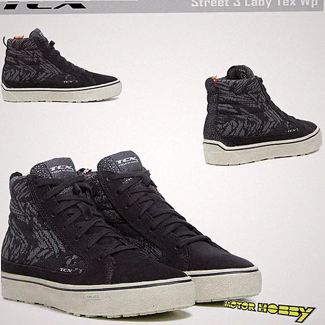 MOTORRADSCHUHE DAMEN URBAN TCX STREET 3 LADY TEX WP WASSERDICHT BLACK BLACK-PALM