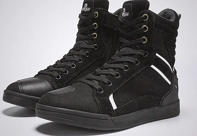 Motorradschuhe Herren BORLENI Leder atmungsaktive Schutzstiefel Reiß