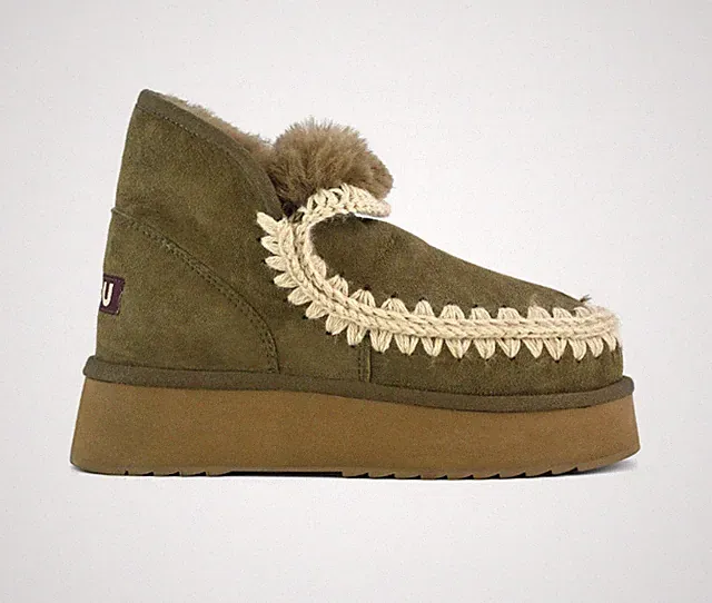 MOU Mini Eskimo Platform Brot bequeme Stiefel Stiefeletten warm Schuhe GRÜN MOO