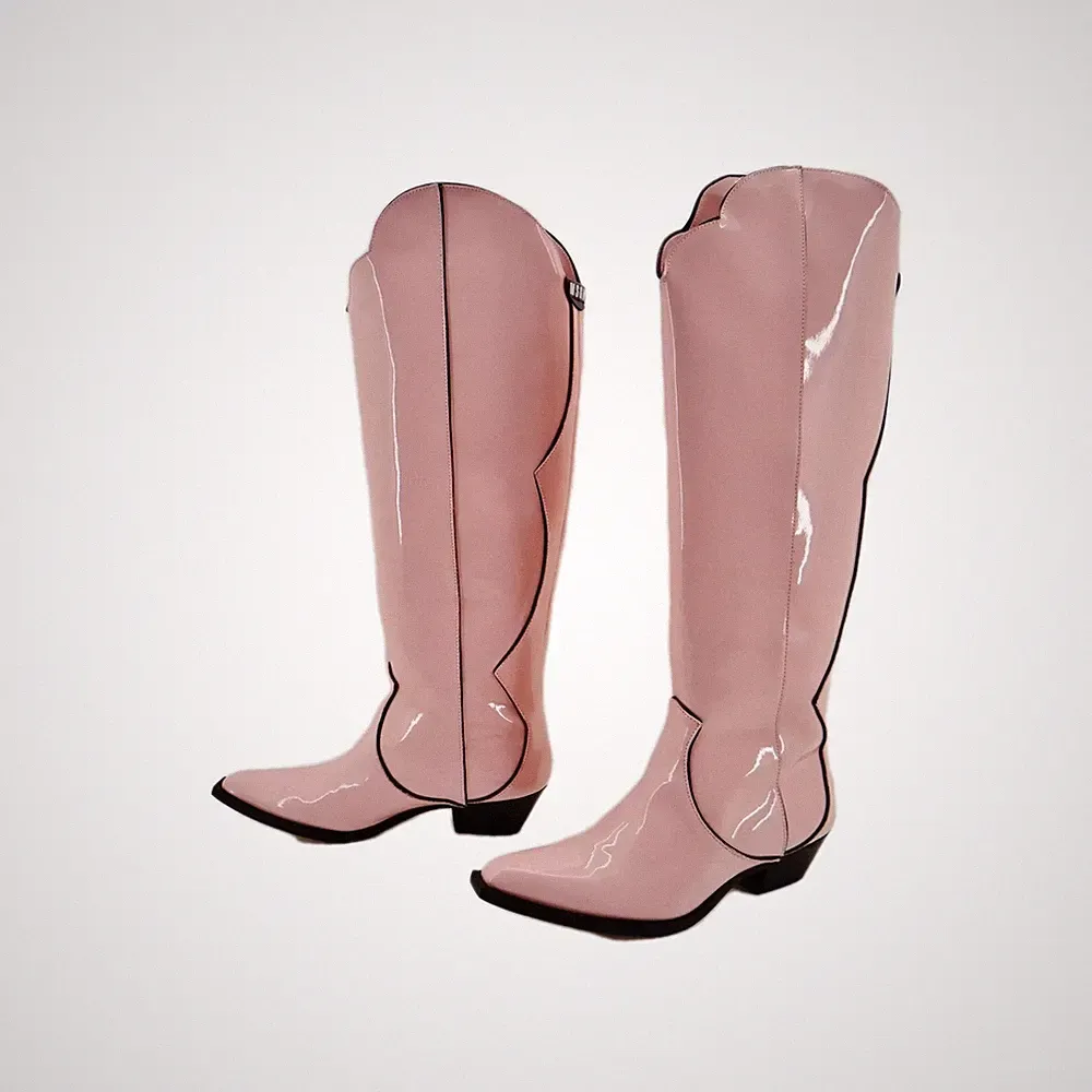 MSGM Cowboy Biker Western Boots Stiefel Rosa Pink Kniehoch Damenstiefel Gr.39