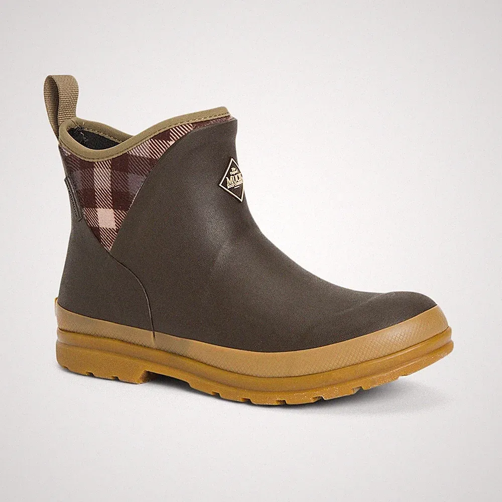 Muck Boots Originals Ankle Gummistiefel In Braun Mit Karomuster Und Gummisohle