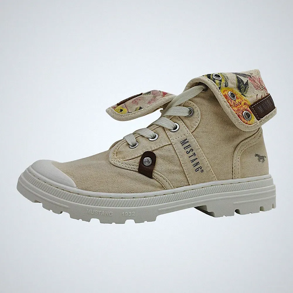 Mustang Damenschuhe Schnürschuhe Sportive Beige Freizeit