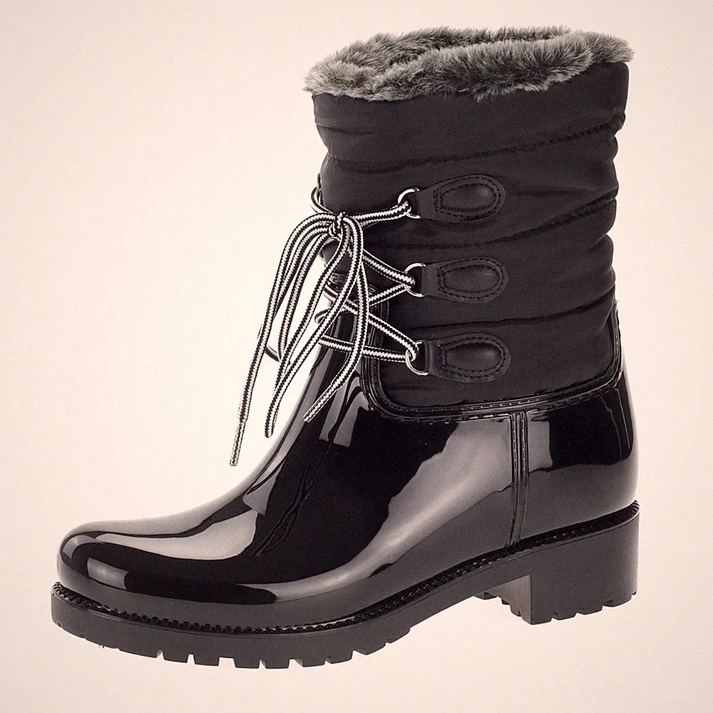 Mustang Gummistiefel Damen Stiefel Boots Stiefeletten Gefüttert schwarz 42