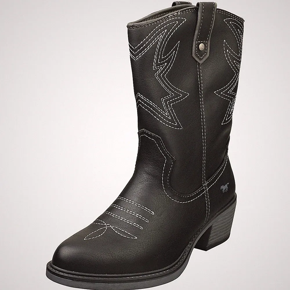 Mustang Women's LOW HEEL COWBOY Ankle Boots Schwarz