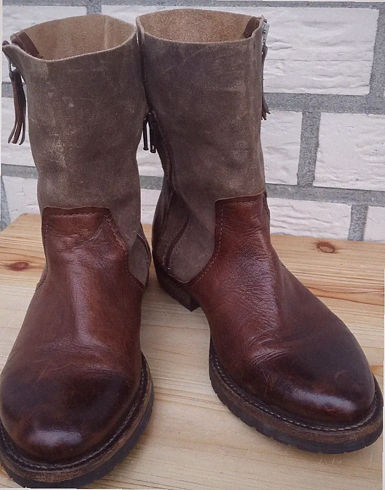 Napapijri-Damen Leder Stiefel-halbhoch-braun-Größe 37-wie NEU