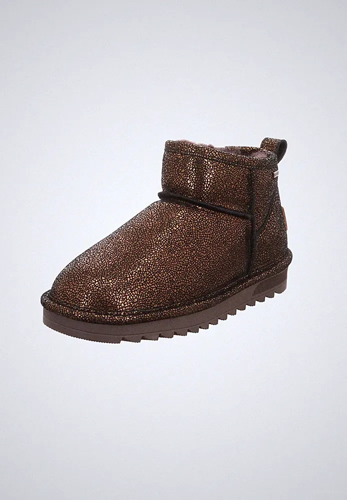 Natural Sense Damen Leder Stiefelette Elbe 1152986 Warmfutter Gold Glitzer