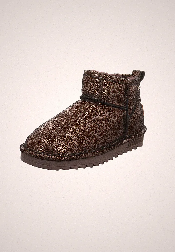 Natural Sense Damen Leder Stiefelette Elbe 1152986 Warmfutter Gold Glitzer