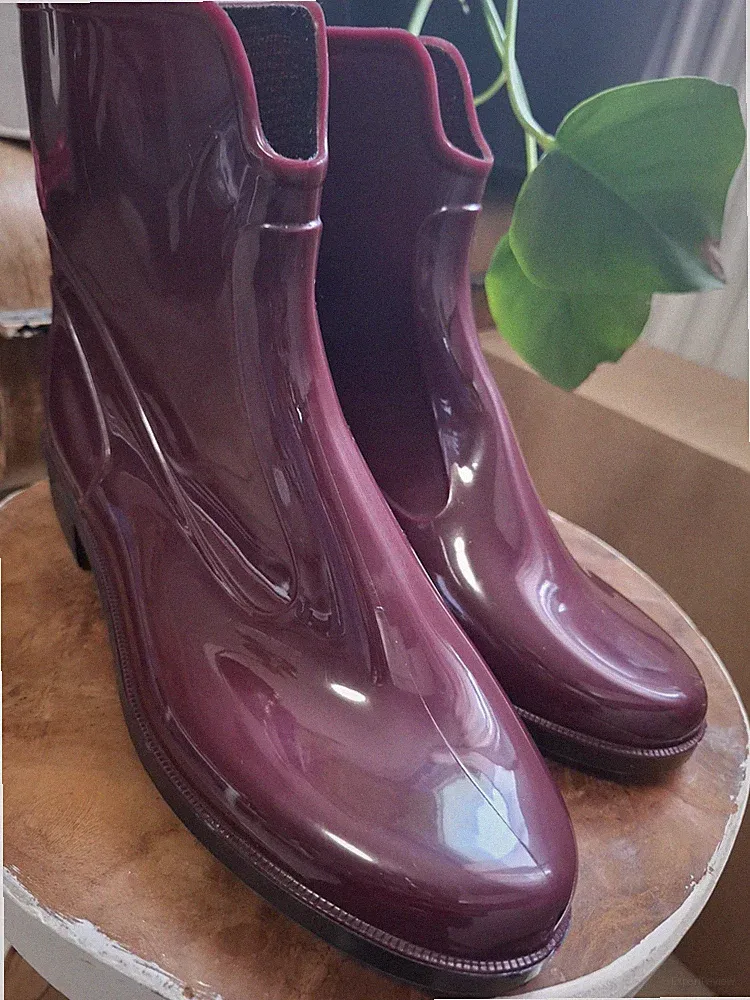 NEU Chelsea Gummistiefeletten Bordeaux Weinrot | Made in Italy | Wasserdicht