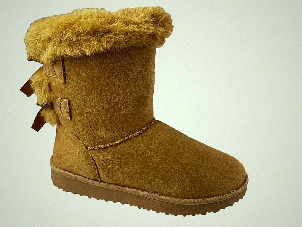 Neu Damen Schneestiefel zwei Schleifen kurz klassisch Fell wasserdicht Winter Damengrößen