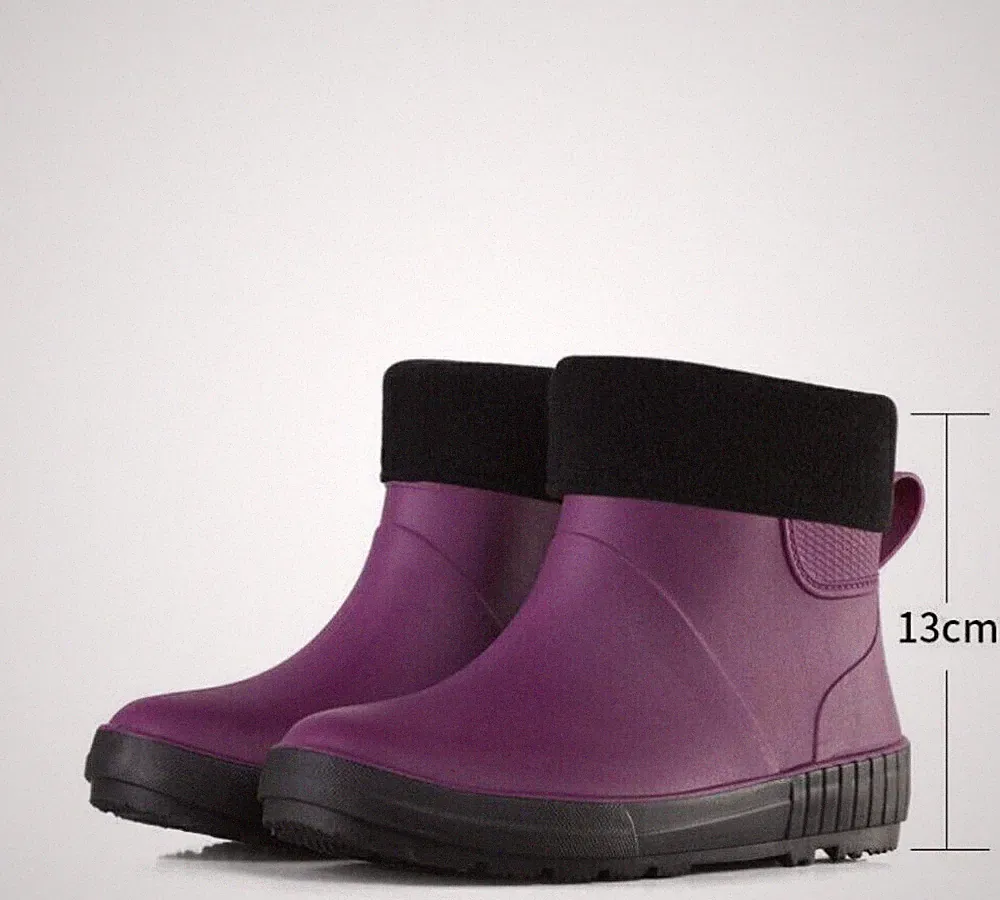 Neu Damen Stiefeletten gefüttert Regenschuhe Stiefel Winterpelz Gummistiefel DE