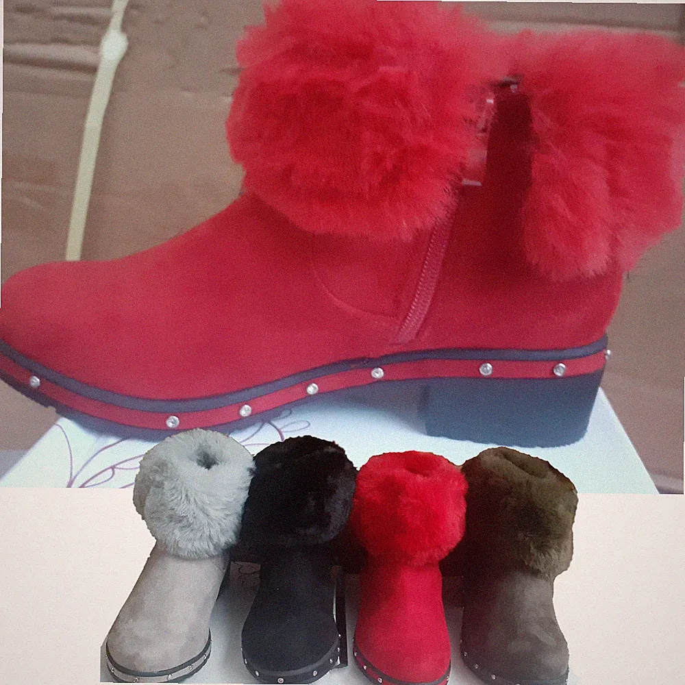 Neu Damen-Stiefeletten Nieten niedriger Blockabsatz Chelsea Fellfutter UK-Größen