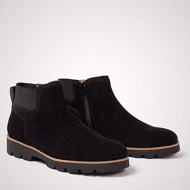 Neu Golddigga schwarze Wildleder-Stiefeletten für Damen Größe 6,5 flach lässiger Stil