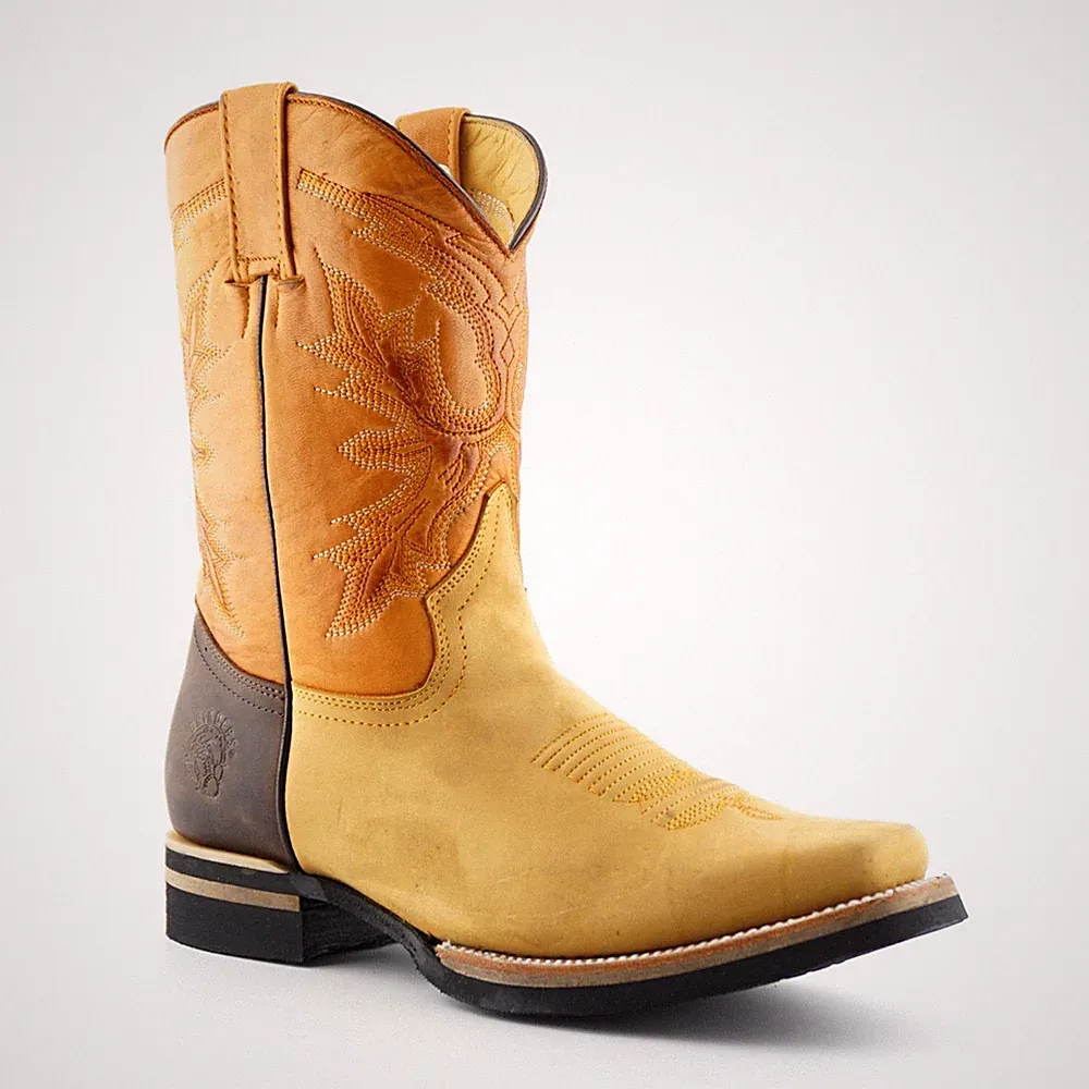 Neu Grinders El Paso hellbraun Echtleder Cowboystiefel Slipper halbhohe Stiefel