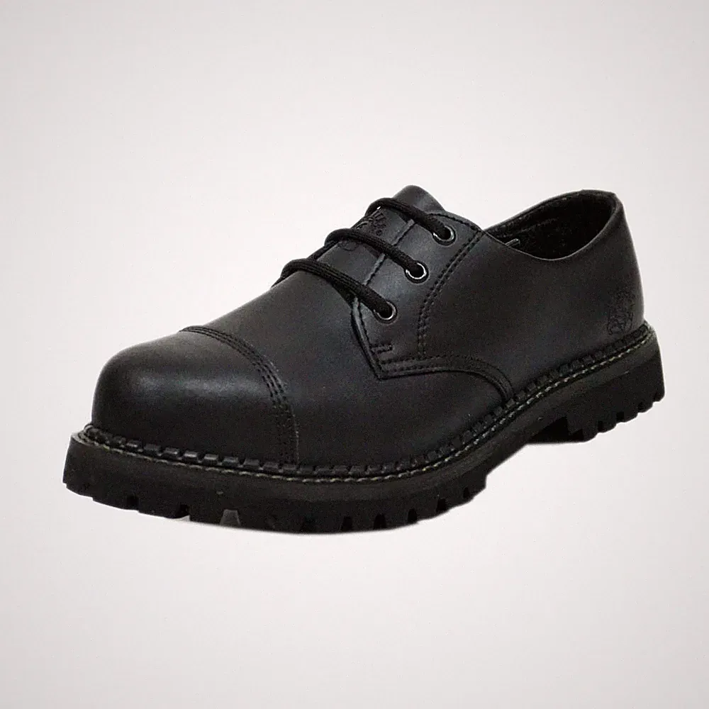 Neu Grinders Regent Cs schwarz 3 Ösen Leder Stahlkappe Combat Unisex Schuhe